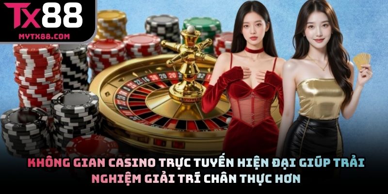 Không gian casino trực tuyến hiện đại giúp trải nghiệm giải trí chân thực hơn